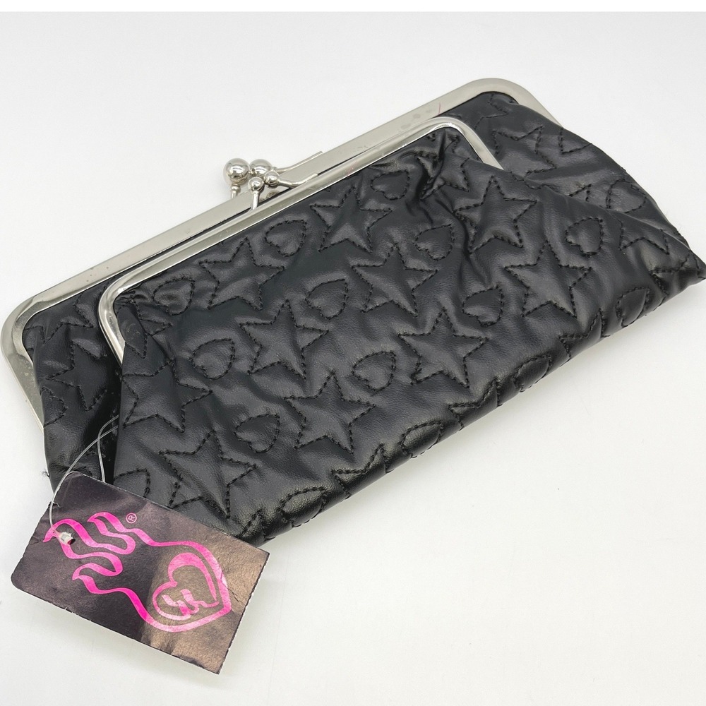 Y2K Torrid Kisslock Wallet Black Quilted Star Heart McBling Punk Mall Goth 2000s